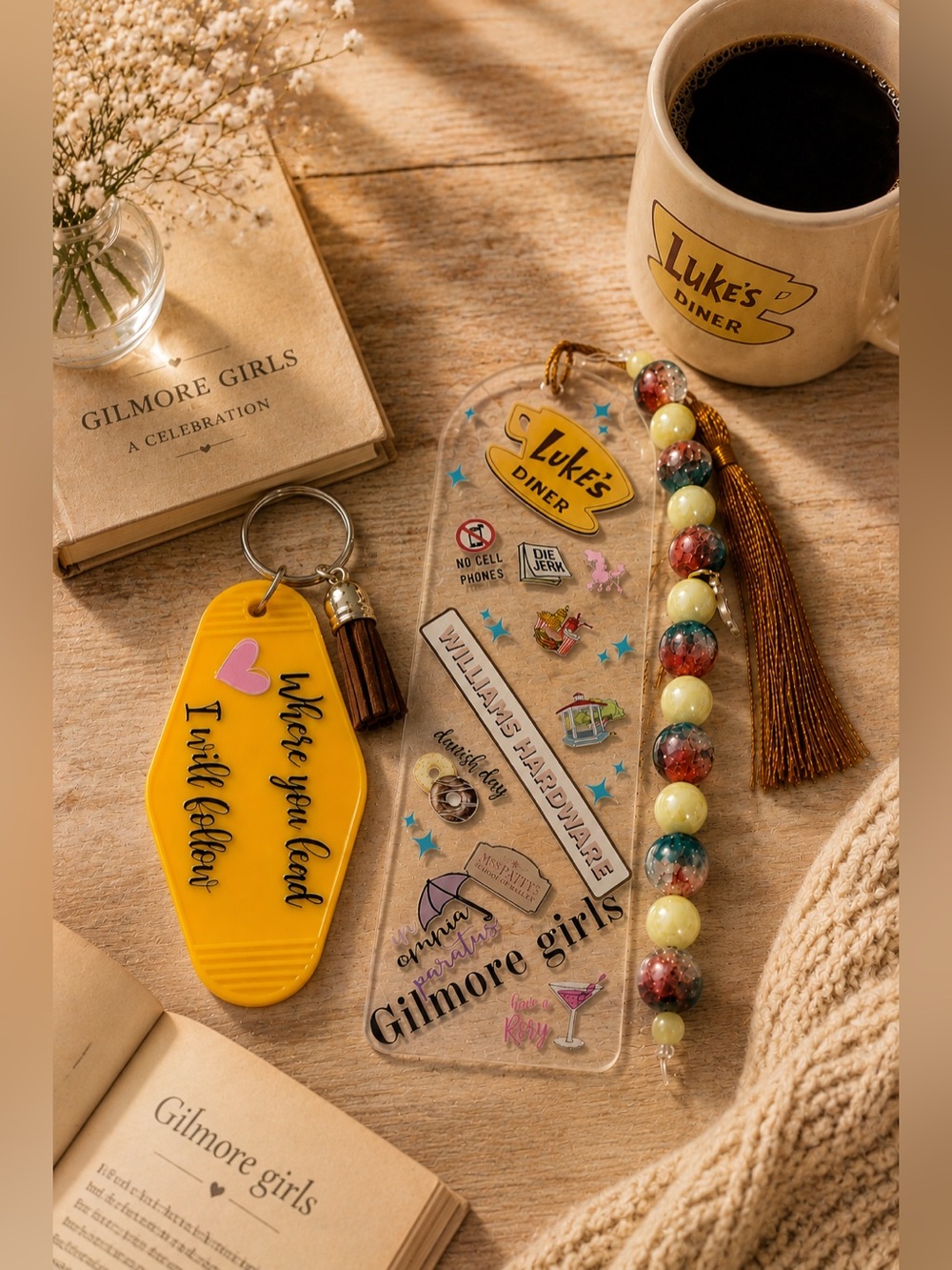 Handcrafted bookmark keychain collab with @allys_closet82
